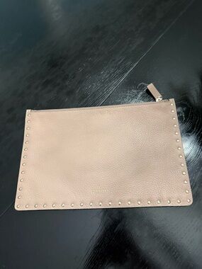 Valentino stud-trim leather pouch in dusty pink